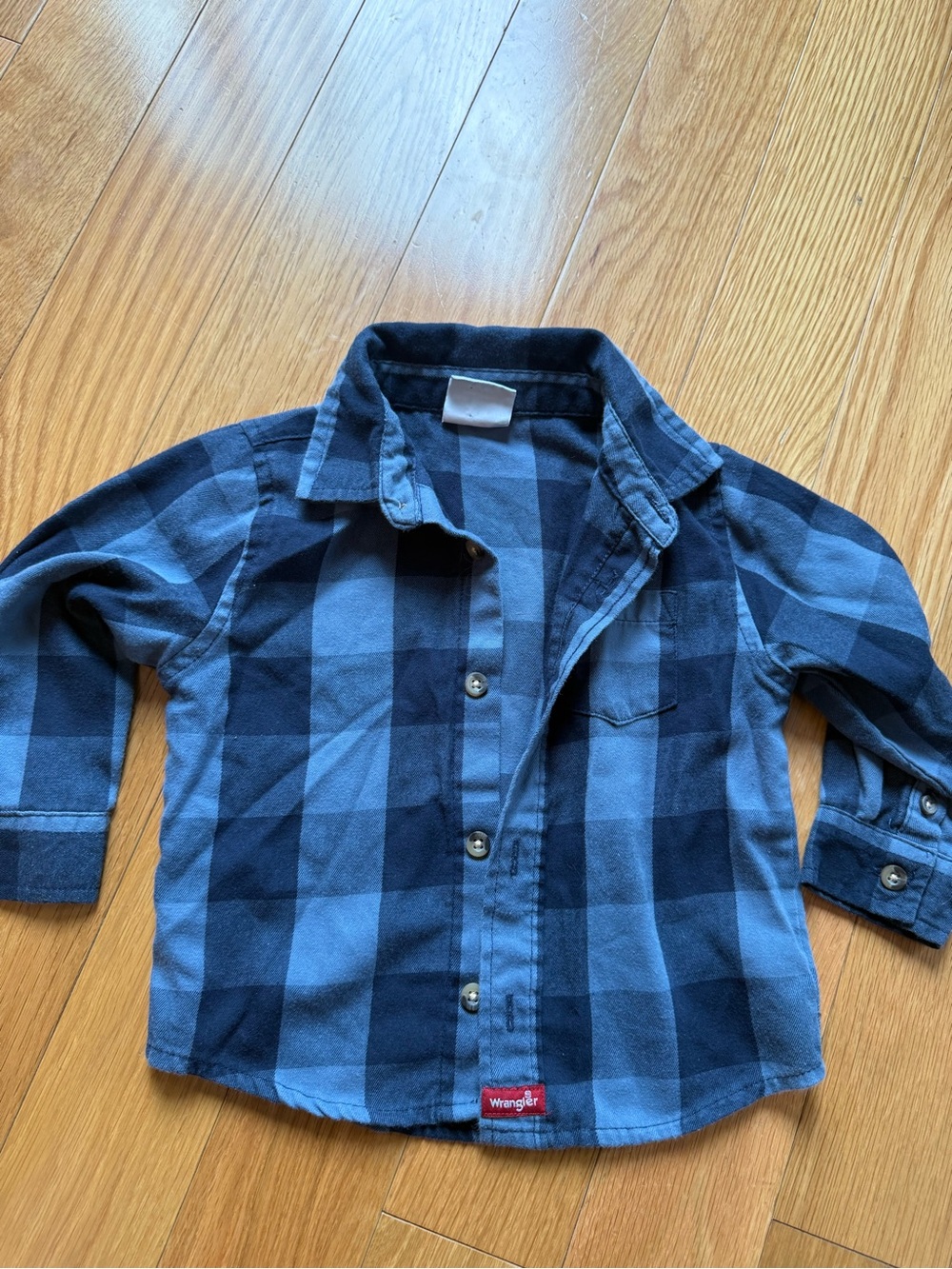 Wrangler Blue and Navy Plaid Button-Down Shirt for Kids